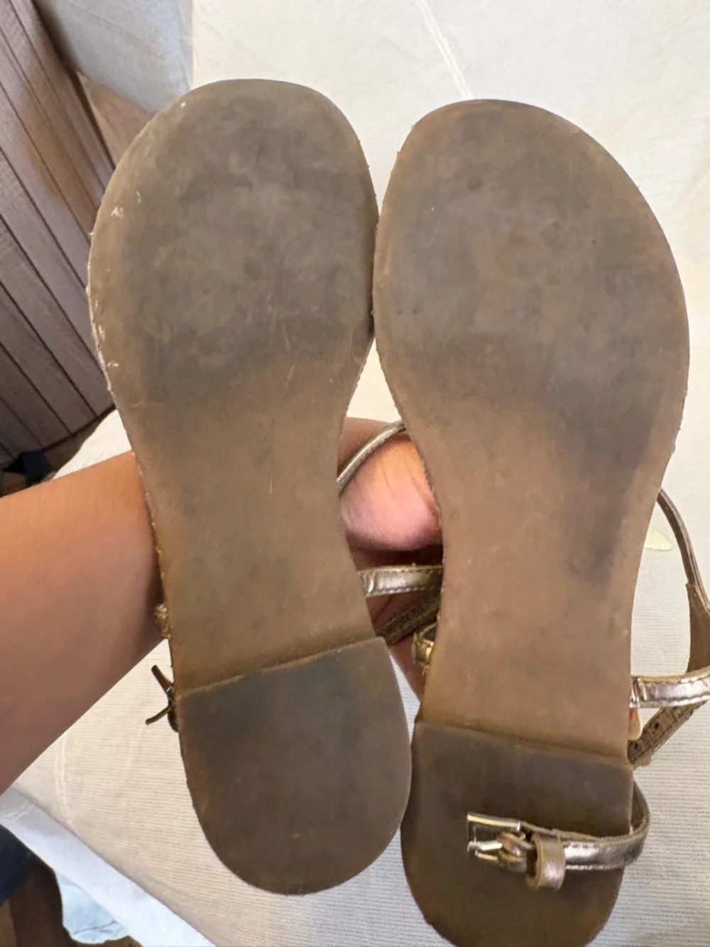 Tory Burch Marion Quilted‎ Leather T-Strap Sandal Mica Size 5